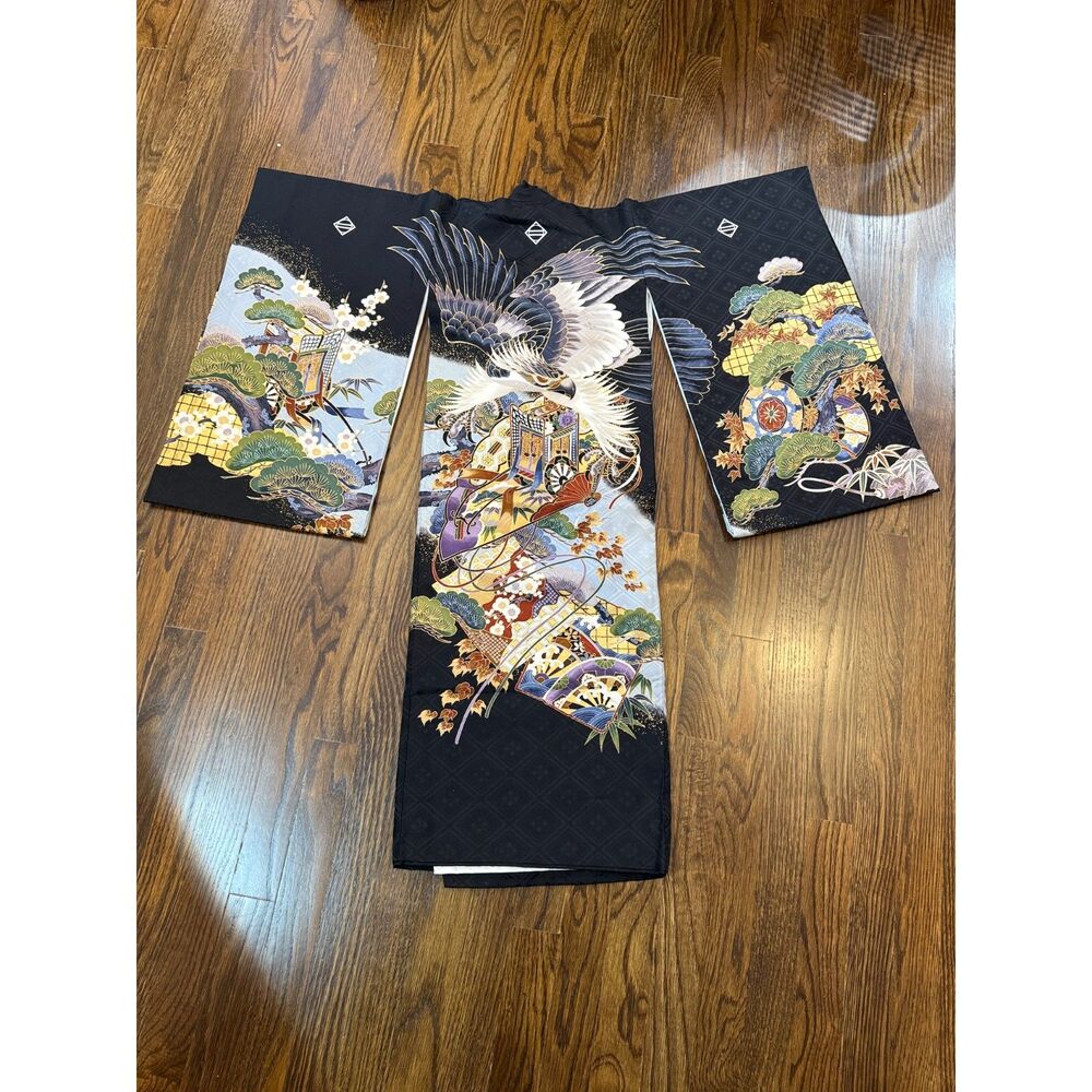 Silk Japanese Kimono, 10-14Y, EUC